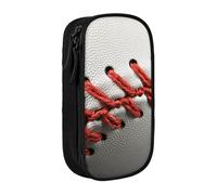 MKNAZ Baseball Lace Close Up Printed Pencil Case Pen Bag Double-Layer Pen Pouch Organizer for Student Artists School Office College, Black