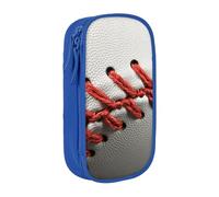 MKNAZ Baseball Lace Close Up Printed Pencil Case Pen Bag Double-Layer Pen Pouch Organizer for Student Artists School Office College, Blue