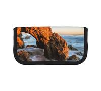 MKNAZ Beach Malibu Printed Canvas Pencil Case Large Capacity Pen Pouch Stationery Organiser, Makeup Cosmetic Bag for School Office Travel, Student Gifts