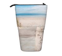 MKNAZ Beach Scenery Printed Telescopic Pencil Case Stand Up Pen Bag, Cute Pencil Organizer Portable Pencil Bag Suitable for School Office