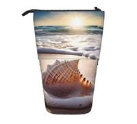 MKNAZ Beach Sea Seashell Printed Telescopic Pencil Case Stand Up Pen Bag, Cute Pencil Organizer Portable Pencil Bag Suitable for School Office