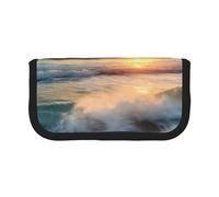 MKNAZ Beach Sunset Sea Printed Canvas Pencil Case Large Capacity Pen Pouch Stationery Organiser, Makeup Cosmetic Bag for School Office Travel, Student Gifts