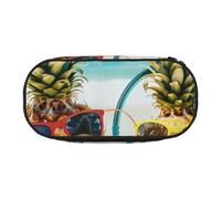 MKNAZ Beach Two Pineapples Sea Printed Pencil Case & Makeup Pouch Oxford Fabric Stationery Pouch Unisex Pencil Box for School/Office/Travel