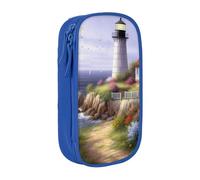 MKNAZ Beacon Painting Printed Pencil Case Pen Bag Double-Layer Pen Pouch Organizer for Student Artists School Office College, Blue