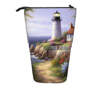 MKNAZ Beacon Painting Printed Telescopic Pencil Case Stand Up Pen Bag, Cute Pencil Organizer Portable Pencil Bag Suitable for School Office