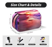 MKNAZ Beautiful Beach Sunset Prints Flip Pencil Case - Double-Layer Large Capacity Pen Organizer with Dual Zippers - for Students, Artists & Travelers