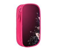MKNAZ Beautiful Butterflies Printed Pencil Case Pen Bag Double-Layer Pen Pouch Organizer for Student Artists School Office College, Pink
