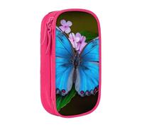 MKNAZ Beautiful Butterfly Printed Pencil Case Pen Bag Double-Layer Pen Pouch Organizer for Student Artists School Office College, Pink