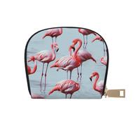MKNAZ Beautiful Funny Flamingos Printed Leather Card Holder Wallet for Men Women | Card Case Organizer Bag with Zipper