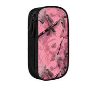 MKNAZ Beautiful Leaves Camouflage Printed Pencil Case Pen Bag Double-Layer Pen Pouch Organizer for Student Artists School Office College, Black
