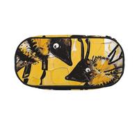 MKNAZ Bee Love Honey Printed Pencil Case & Makeup Pouch Oxford Fabric Stationery Pouch Unisex Pencil Box for School/Office/Travel