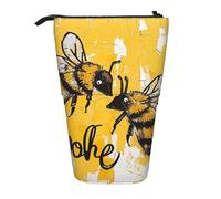 MKNAZ Bee Love Honey Printed Telescopic Pencil Case Stand Up Pen Bag, Cute Pencil Organizer Portable Pencil Bag Suitable for School Office