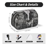MKNAZ Black and White Cow Prints Flip Pencil Case - Double-Layer Large Capacity Pen Organizer with Dual Zippers - for Students, Artists & Travelers