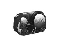 MKNAZ Black and White Golf Prints Flip Pencil Case - Double-Layer Large Capacity Pen Organizer with Dual Zippers - for Students, Artists & Travelers