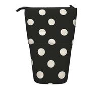 MKNAZ Black and White Polka Dot Printed Telescopic Pencil Case Stand Up Pen Bag, Cute Pencil Organizer Portable Pencil Bag Suitable for School Office