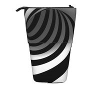 MKNAZ Black and White Printed Telescopic Pencil Case Stand Up Pen Bag, Cute Pencil Organizer Portable Pencil Bag Suitable for School Office