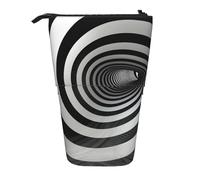 MKNAZ Black and White Stripe Printed Telescopic Pencil Case Stand Up Pen Bag, Cute Pencil Organizer Portable Pencil Bag Suitable for School Office