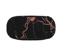 MKNAZ Black Rose Gold Marble Printed Pencil Case & Makeup Pouch Oxford Fabric Stationery Pouch Unisex Pencil Box for School/Office/Travel
