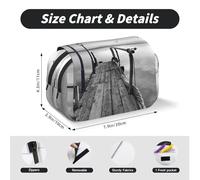 MKNAZ Black White Beach Pier Prints Flip Pencil Case - Double-Layer Large Capacity Pen Organizer with Dual Zippers - for Students, Artists & Travelers