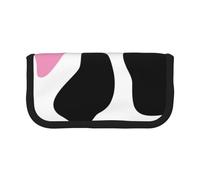 MKNAZ Black White Milk Cow Printed Canvas Pencil Case Large Capacity Pen Pouch Stationery Organiser, Makeup Cosmetic Bag for School Office Travel, Student Gifts