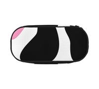 MKNAZ Black White Milk Cow Printed Pencil Case & Makeup Pouch Oxford Fabric Stationery Pouch Unisex Pencil Box for School/Office/Travel
