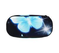 MKNAZ Blue Butterfly (2) Printed Pencil Case & Makeup Pouch Oxford Fabric Stationery Pouch Unisex Pencil Box for School/Office/Travel