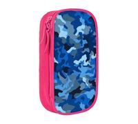 MKNAZ Blue Camouflage Printed Pencil Case Pen Bag Double-Layer Pen Pouch Organizer for Student Artists School Office College, Pink