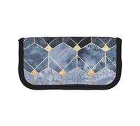 MKNAZ Blue Hexagons and Diamonds Printed Canvas Pencil Case Large Capacity Pen Pouch Stationery Organiser, Makeup Cosmetic Bag for School Office Travel, Student Gifts