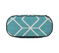 MKNAZ Blue Lattice Printed Pencil Case & Makeup Pouch Oxford Fabric Stationery Pouch Unisex Pencil Box for School/Office/Travel