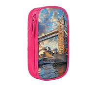 MKNAZ Bridge in London Printed Pencil Case Pen Bag Double-Layer Pen Pouch Organizer for Student Artists School Office College, Pink