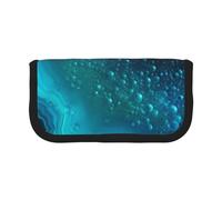 MKNAZ Bright Aqua Blue Turquoise Printed Canvas Pencil Case Large Capacity Pen Pouch Stationery Organiser, Makeup Cosmetic Bag for School Office Travel, Student Gifts