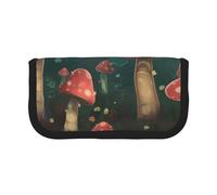 MKNAZ Bright Mushrooms Art Printed Canvas Pencil Case Large Capacity Pen Pouch Stationery Organiser, Makeup Cosmetic Bag for School Office Travel, Student Gifts