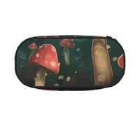 MKNAZ Bright Mushrooms Art Printed Pencil Case & Makeup Pouch Oxford Fabric Stationery Pouch Unisex Pencil Box for School/Office/Travel