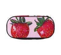 MKNAZ Bright Strawberries Printed Pencil Case & Makeup Pouch Oxford Fabric Stationery Pouch Unisex Pencil Box for School/Office/Travel