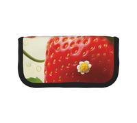 MKNAZ Bright Strawberry Printed Canvas Pencil Case Large Capacity Pen Pouch Stationery Organiser, Makeup Cosmetic Bag for School Office Travel, Student Gifts