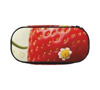 MKNAZ Bright Strawberry Printed Pencil Case & Makeup Pouch Oxford Fabric Stationery Pouch Unisex Pencil Box for School/Office/Travel
