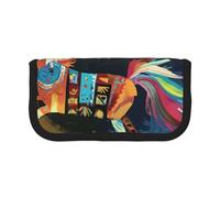 MKNAZ Brown Horses Printed Canvas Pencil Case Large Capacity Pen Pouch Stationery Organiser, Makeup Cosmetic Bag for School Office Travel, Student Gifts