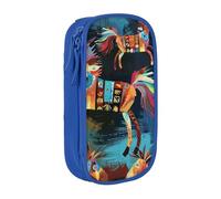 MKNAZ Brown Horses Printed Pencil Case Pen Bag Double-Layer Pen Pouch Organizer for Student Artists School Office College, Blue