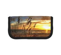 MKNAZ Calm Coastal Scene Printed Canvas Pencil Case Large Capacity Pen Pouch Stationery Organiser, Makeup Cosmetic Bag for School Office Travel, Student Gifts