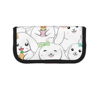 MKNAZ Cartoon Cute Animals Rabbit Printed Canvas Pencil Case Large Capacity Pen Pouch Stationery Organiser, Makeup Cosmetic Bag for School Office Travel, Student Gifts