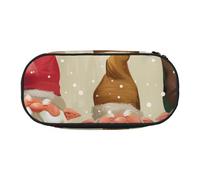 MKNAZ Christmas Gnomes Printed Pencil Case & Makeup Pouch Oxford Fabric Stationery Pouch Unisex Pencil Box for School/Office/Travel