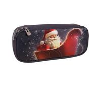 MKNAZ Christmas Magic Printed Pu Leather Pencil Case Box Flip Pen Bag and Makeup Cosmetic Holder for Girls Boys School Students