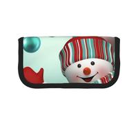 MKNAZ Christmas Snowmen Printed Canvas Pencil Case Large Capacity Pen Pouch Stationery Organiser, Makeup Cosmetic Bag for School Office Travel, Student Gifts