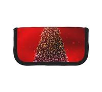 MKNAZ Christmas Tree Xmas Glittering Printed Canvas Pencil Case Large Capacity Pen Pouch Stationery Organiser, Makeup Cosmetic Bag for School Office Travel, Student Gifts