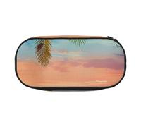 MKNAZ Coconut Palm Tree Sandy Beach 1 Printed Pencil Case & Makeup Pouch Oxford Fabric Stationery Pouch Unisex Pencil Box for School/Office/Travel