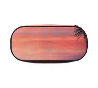 MKNAZ Coconut Palm Tree Sandy Beach Printed Pencil Case & Makeup Pouch Oxford Fabric Stationery Pouch Unisex Pencil Box for School/Office/Travel