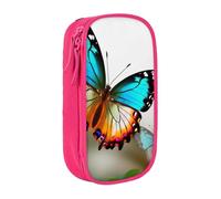 MKNAZ Colorful Beautiful Butterfly Printed Pencil Case Pen Bag Double-Layer Pen Pouch Organizer for Student Artists School Office College, Pink