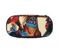 MKNAZ Colorful Cartoon Horses Printed Pencil Case & Makeup Pouch Oxford Fabric Stationery Pouch Unisex Pencil Box for School/Office/Travel