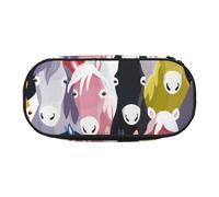 MKNAZ Colorful Cartoon Horses Printed Pencil Case & Makeup Pouch Oxford Fabric Stationery Pouch Unisex Pencil Box for School/Office/Travel