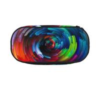 MKNAZ Colorful Rainbow Spiral Printed Pencil Case & Makeup Pouch Oxford Fabric Stationery Pouch Unisex Pencil Box for School/Office/Travel